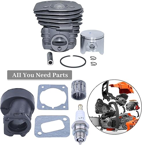 Miniatura 2 de Nikasil - Kit de pistón de cilindro plateado Husqvarna 350 351 353 346XP (1.732 in) Motosierra Colector de admisión Cojinete de aguja Spark