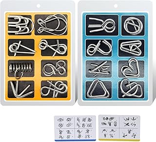 IQ Toys, IQ Test Mind Game Toys Brain Teaser Metal Wire Puzzles Magic Trick Toy,Metal Puzzle(16 Pack)