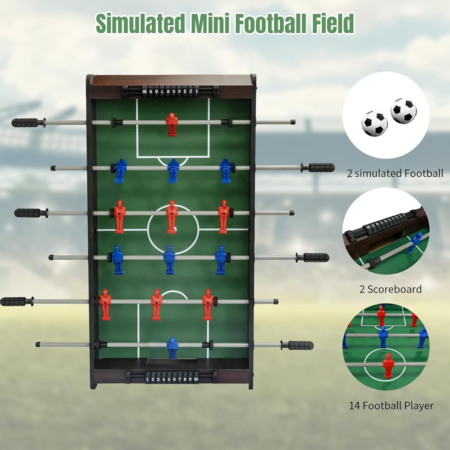 36 Inch Tabletop Foosball Game Set, Table Football, Tabletop Football Games, Durable Soccer Kit for Adults, Children, Families and Playrooms, Easy to Store