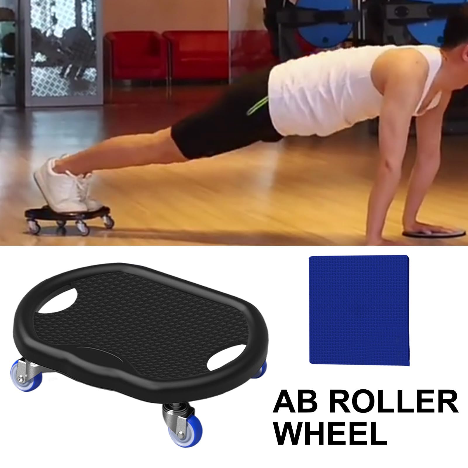 Ab Roller Board – Allenamento addominale a casa | Ruota silenziosa per addominali con tappetino per bruciare i grassi di tutto il corpo, tonificare la pancia, controllo del peso, rafforzare il core