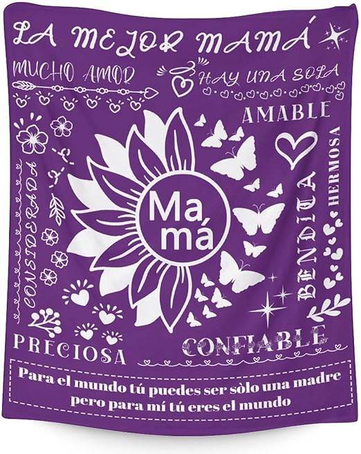 Mamá Throw Blanket - Soft, Fuzzy & Warm - 50x60 Inches to My Mom Blankets for Living Room, Decorative - Modern Throws Birthday Gifts from Daughter or Son
