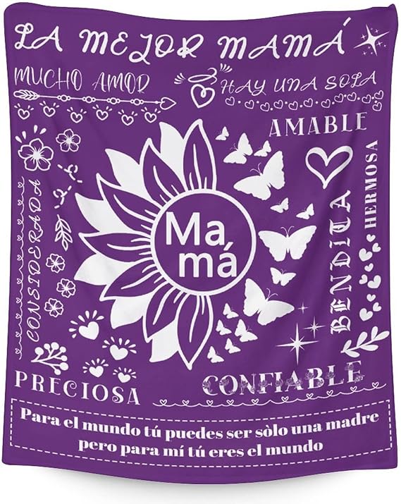 Mamá Throw Blanket - Soft, Fuzzy & Warm - 50x60 Inches to My Mom Blankets for Living Room, Decorative - Modern Throws Birthday Gifts from Daughter or Son