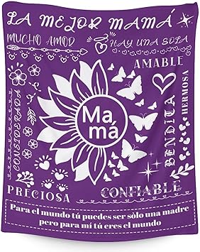 Mamá Throw Blanket - Soft, Fuzzy & Warm - 50x60 Inches to My Mom Blankets for Living Room, Decorative - Modern Throws Birthday Gifts from Daughter or Son