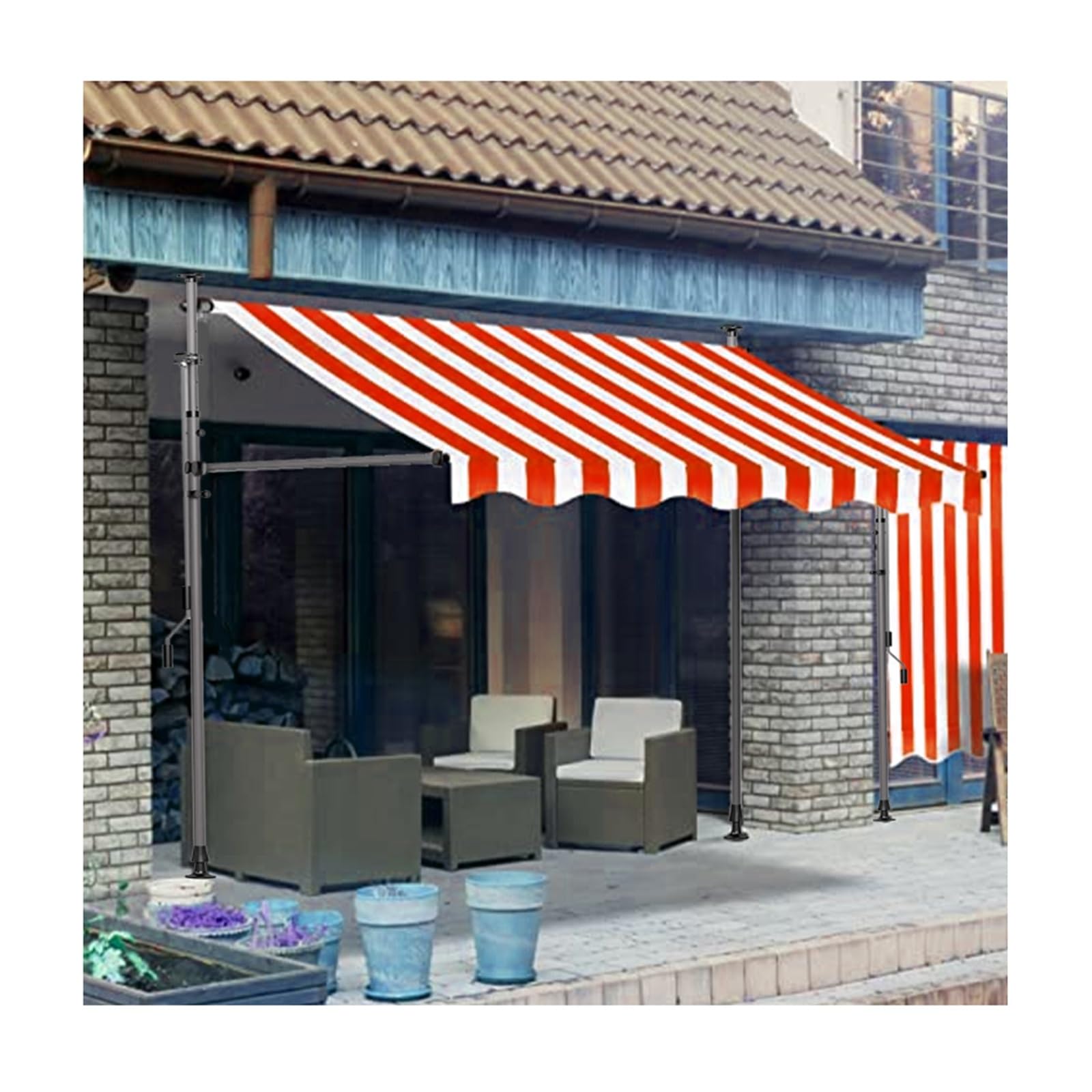 Toldo retráctil totalmente ensamblado, aluminio premium para puertas y terrazas