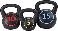 BalanceFrom 30lb Vinyl Kettlebell Set (5, 10, 15 lbs) - 3-Piece Durable Home Gym Weights for Strength Training