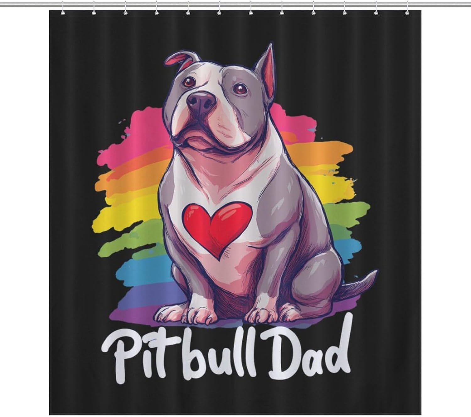 Pitbull Dad Shower Curtain 64.17x70.87Inch（163x180cm） Polyester Bath Curtain Shower Curtains Printed Decorative