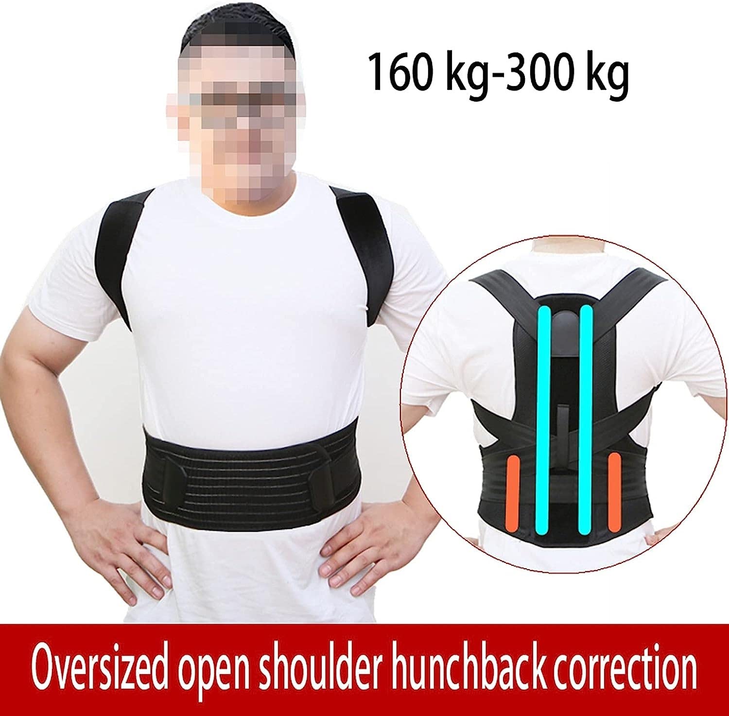 Corrector de postura de gran tamaño, cinturón de corrección de cifosis for adultos fuertes, suave, transpirable, cómodo, eficaz, espalda, hombro, soporte de clavícula, alivio del dolor de cuello(4XL)