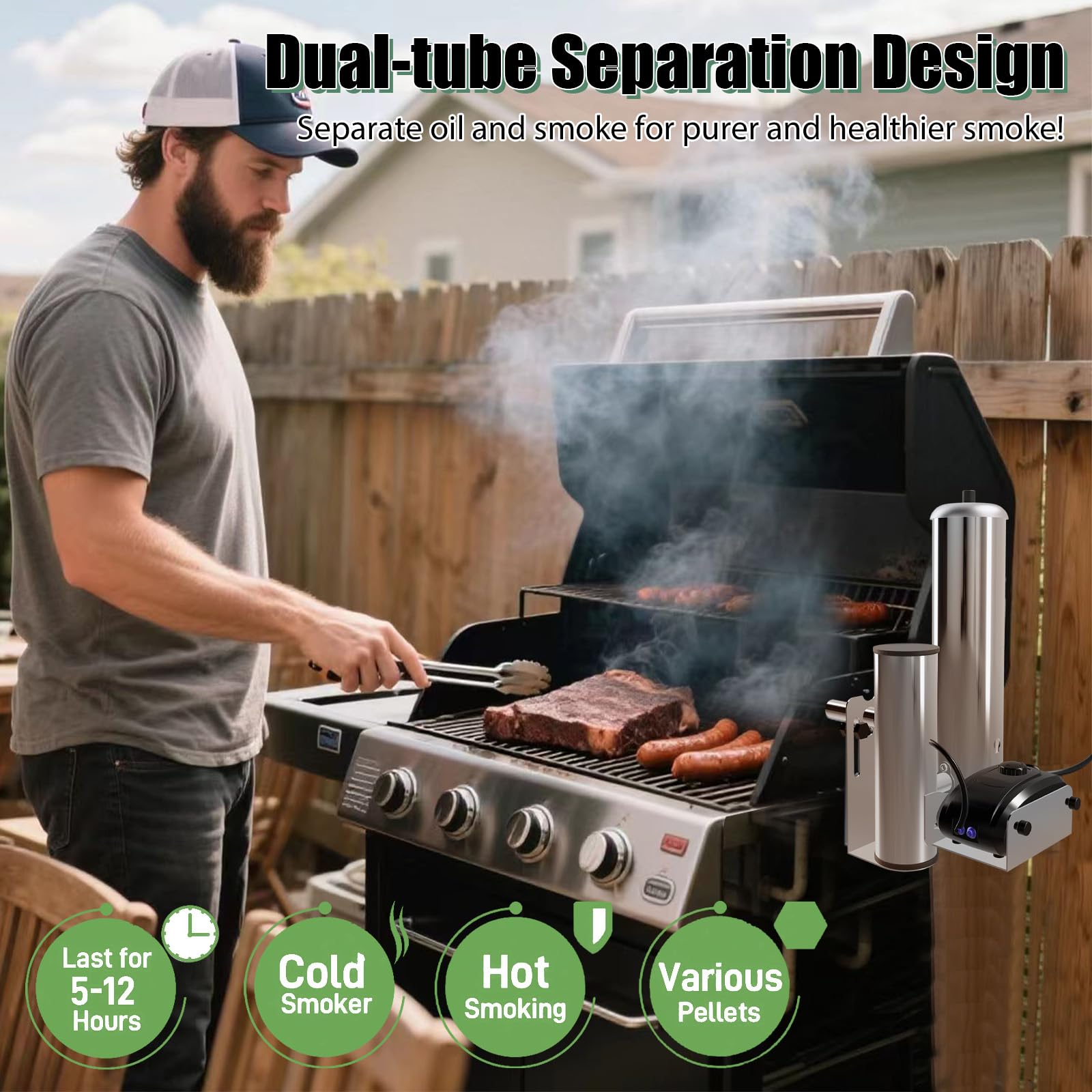 Edelstahl Kaltrauchgenerator, Tragbares Räucherofen Elektrisch Zum Räuchern von Lebensmitteln und Fleisch, BBQ Rauch-Erzeuger, Rauchgenerator zum Räuchern von Lebensmitteln, Fleisch, Fisch, BBQ