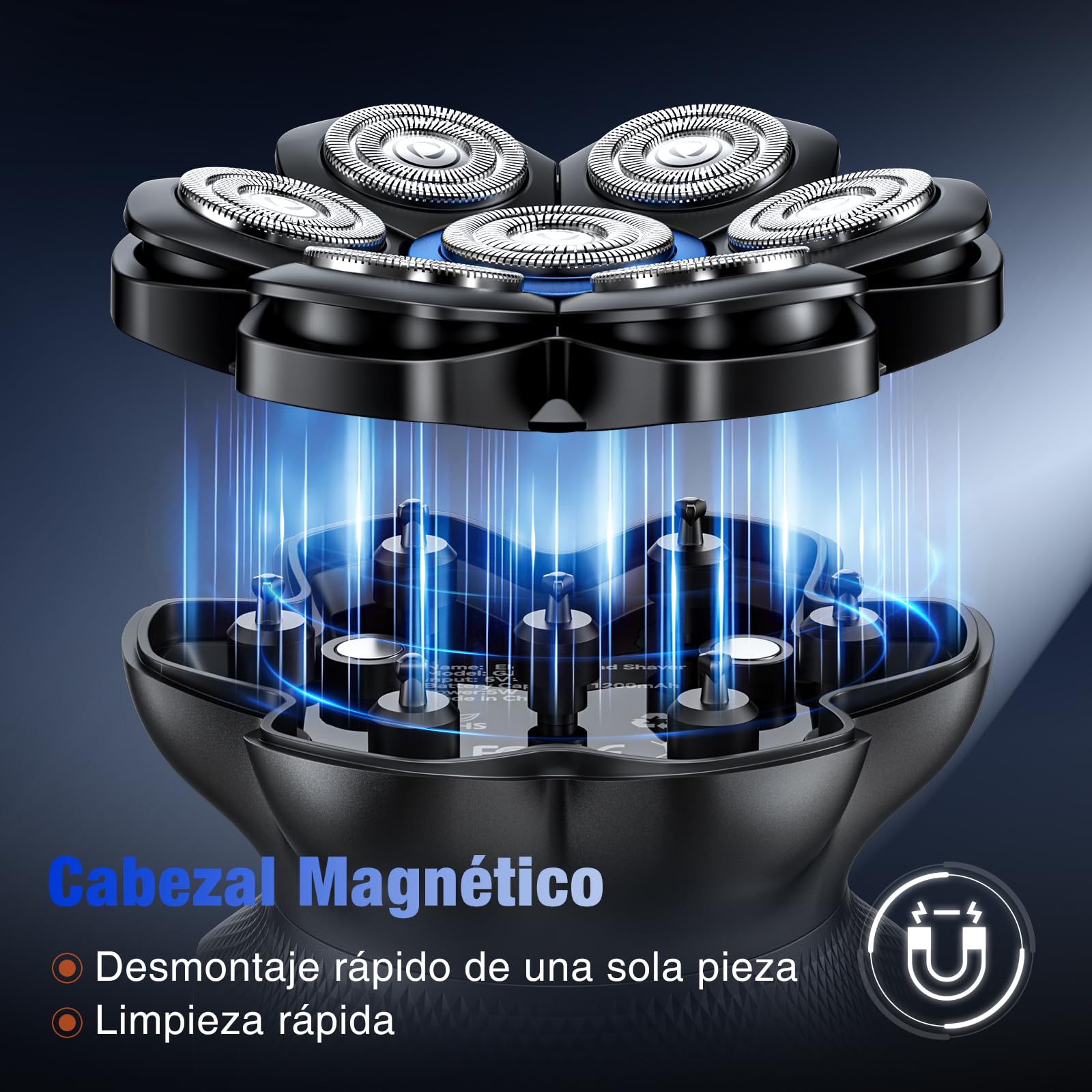 kensen Afeitadora Cabeza Hombre, Máquina de Afeitar Cabeza con 2 Velocidades, 7D Cabezales Magnéticos, Afeitadora Electrica Hombre Calva en Seco y Húmedo, IPX6 Impermeable, Carga USB-C, Pantalla LED