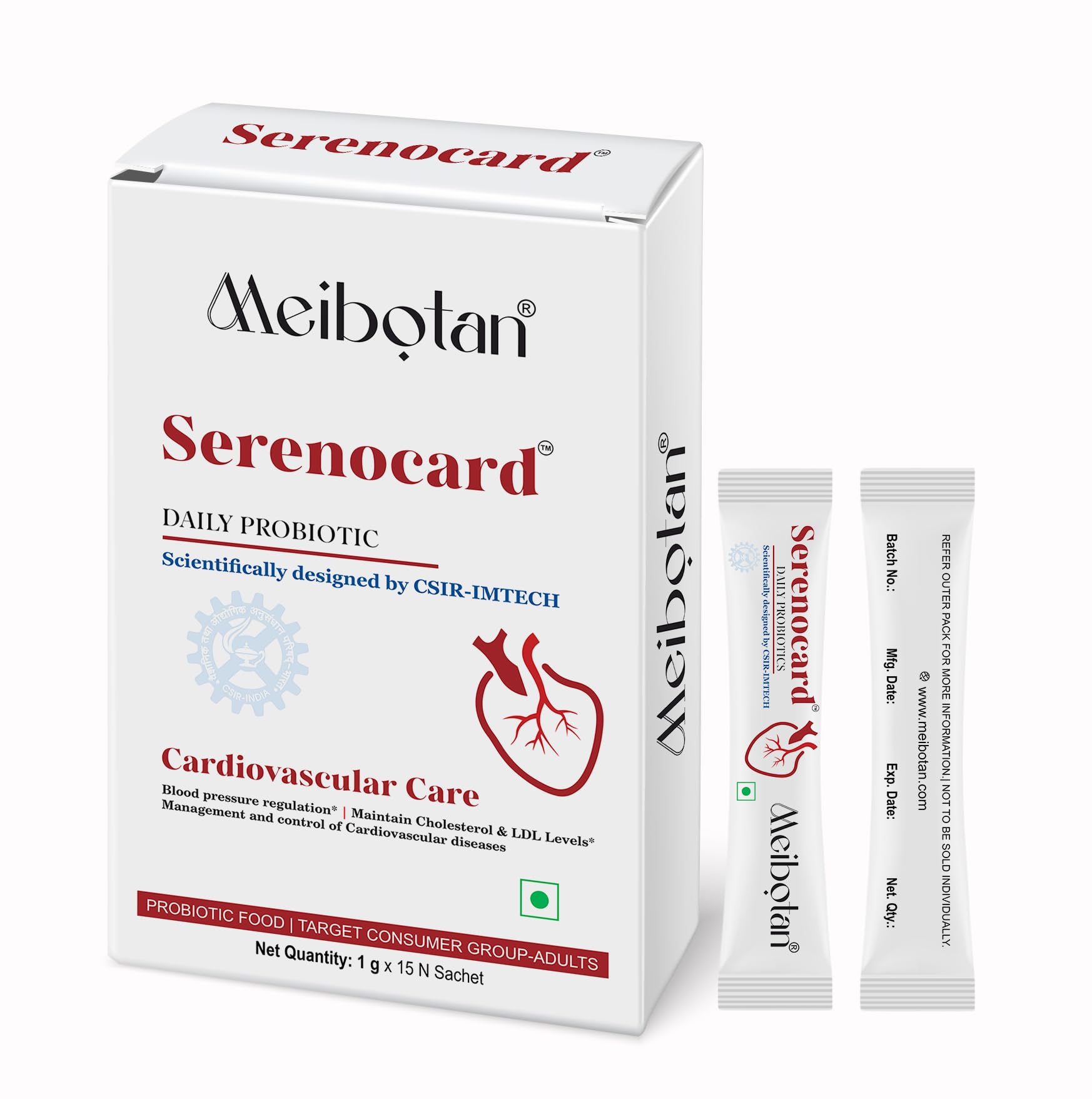Meibotan Serenocard First 35 Billion Probiotics Blend formulation Scientifically designed by CSIR-IMTECH | Control Cardiovascular diseases 1gm X 15 Sachet Blueberry Flavour (Men & Women) (B0CT8YGWP7) Amazon Price History, Amazon Price Tracker