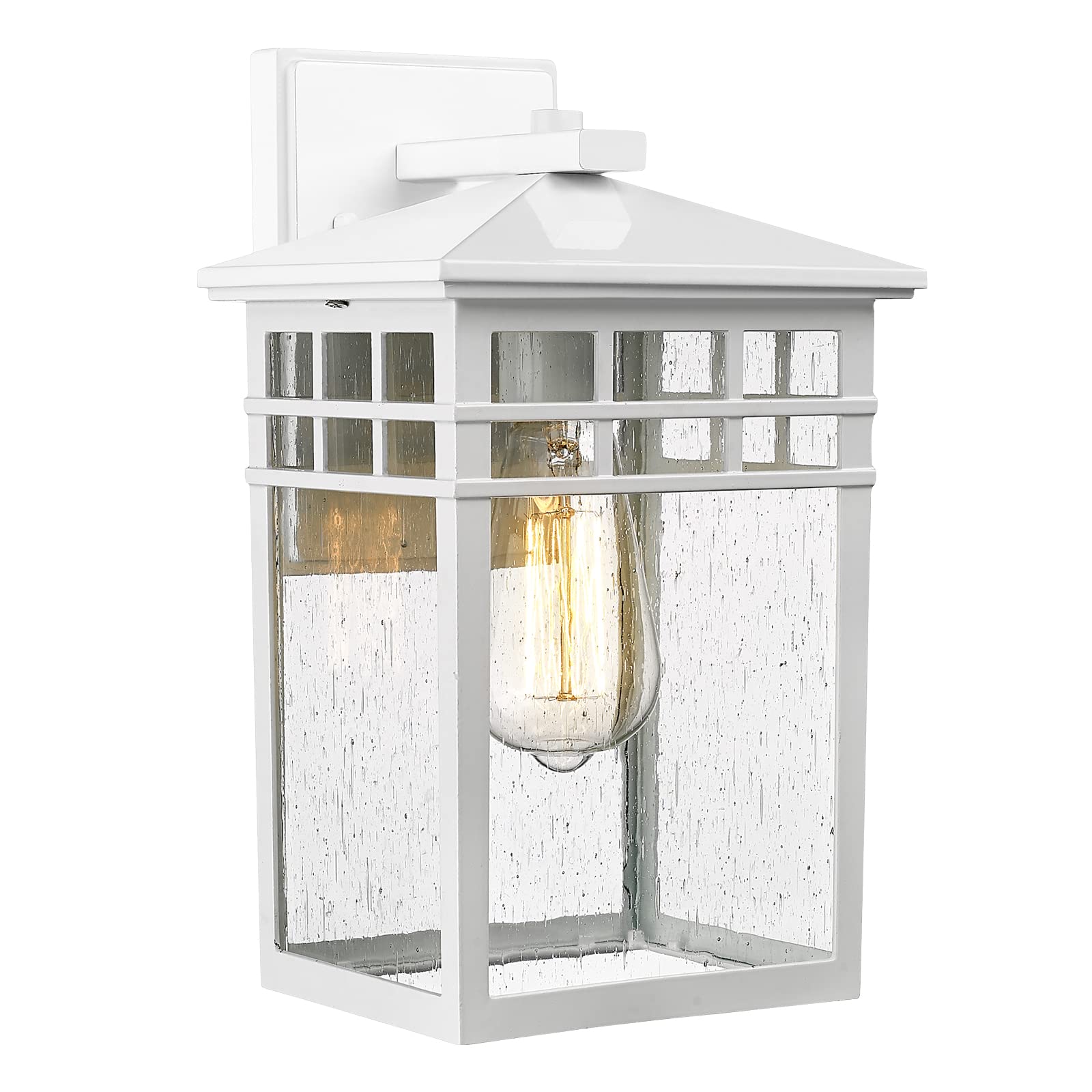 Photo 1 of Outdoor Light Fixture Wall Mount, Rustic Exterior Lights Fixture Wall Sconces with Seeded Glass for Front Porch, Waterproof Outdoor Wall Lantern in White Finish for Home, Barn, Storefront,RZ009-W WH White Regular-1 Pack