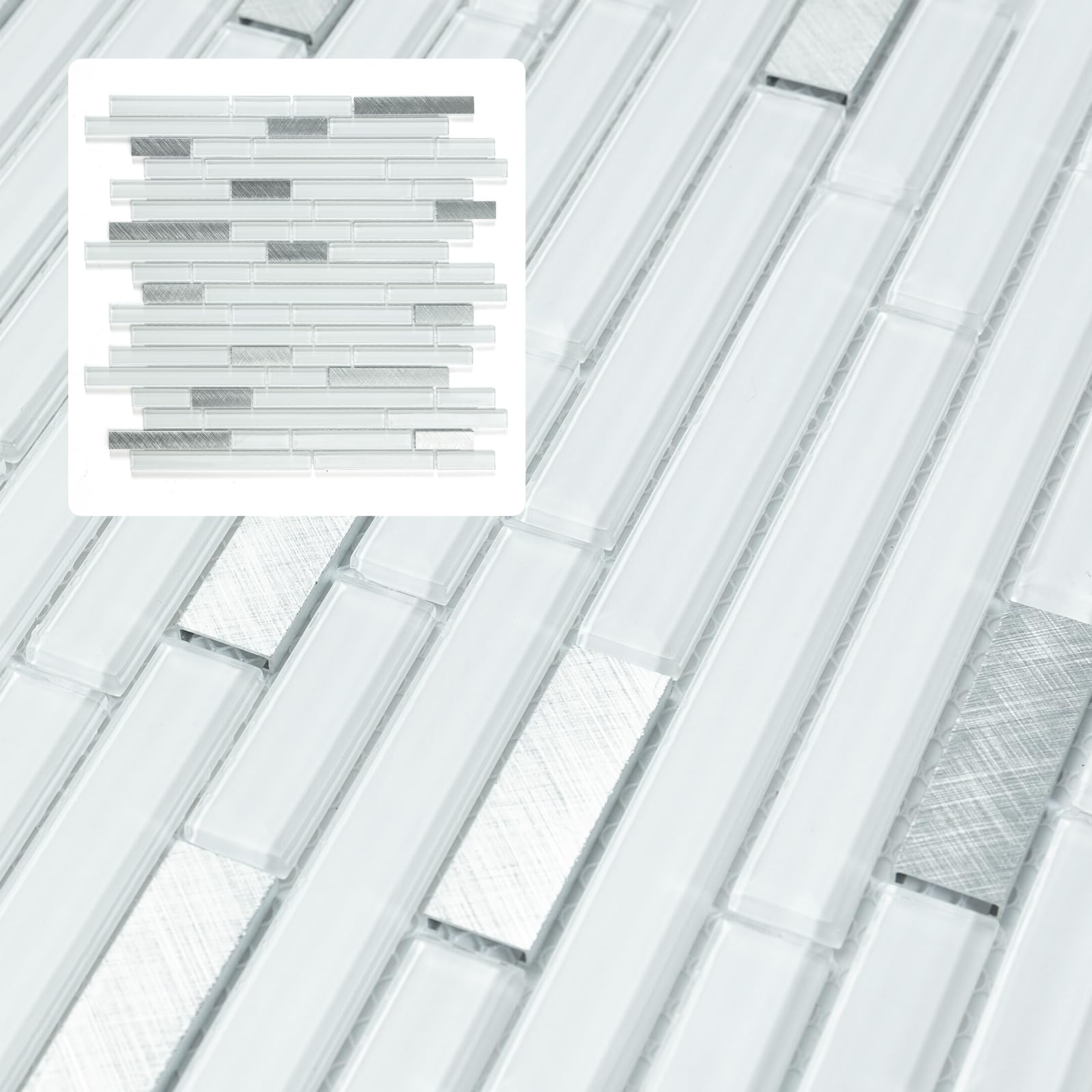 Midcard 5 Sheet Glass Mosaic Tiles for Kitchen and Bathroom Walls