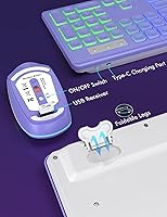 Vista 9 de Combo de teclado y mouse inalámbricos, retroiluminación RGB, recargable y letras iluminadas, tamaño completo, escritura suave, modo de suspensión