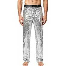 Men's Sequin Pants Straight Leg Shiny Party Disco Trousers