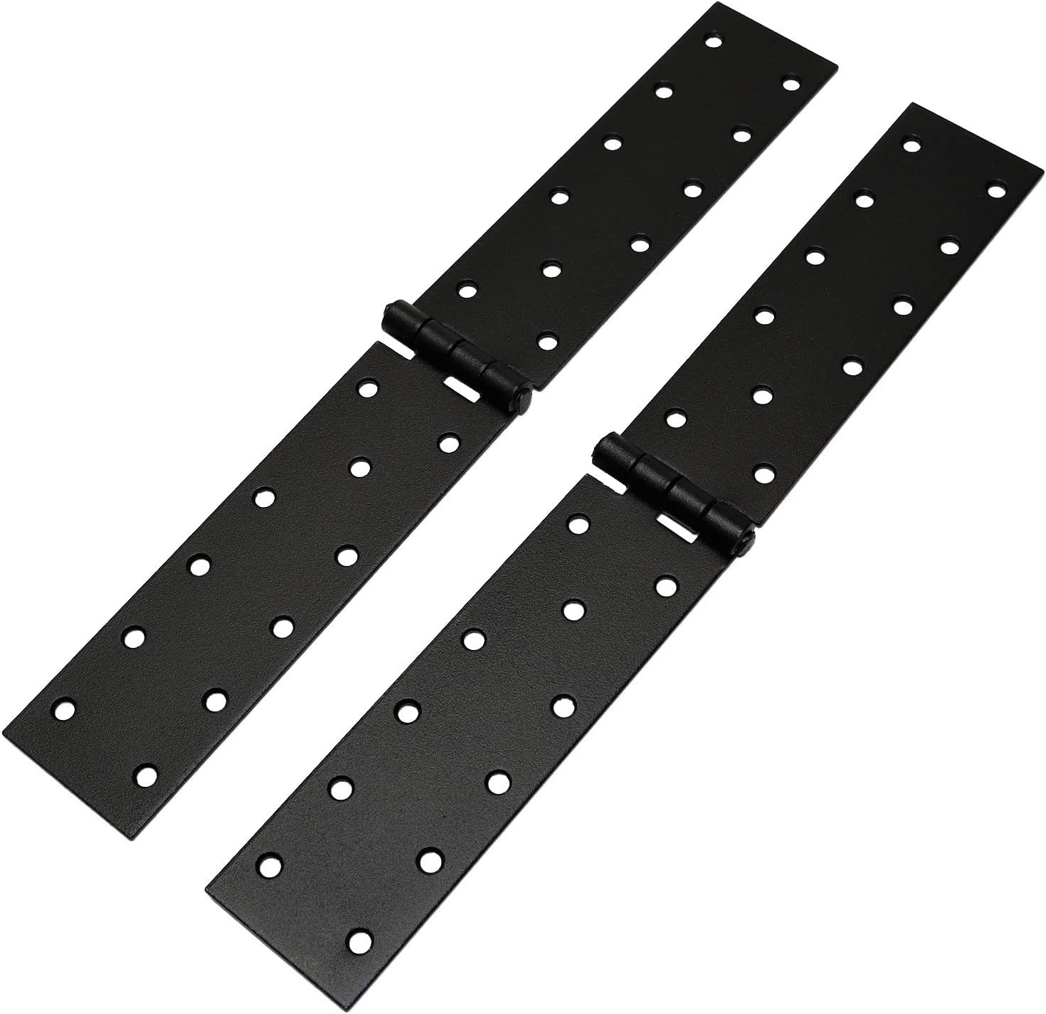 LOGOK2K Cotarba Black Folding Flip Hinge Alloy Backflap Hinge Metal Heavy Duty Strap Tee Hinges Gate Doors Box Shed Anti Rust Fence Thick Strong Powder Coating Pair 300 x 45 mm ( 11.8 x 1.7 inch )