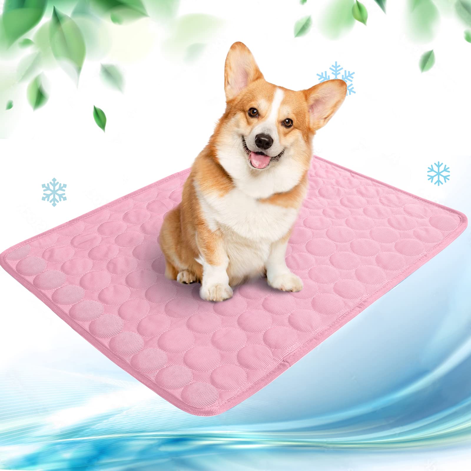 NIBESSER Dog Cooling Mat Cooling Pad for Dog Cats Kennel Ice Silk Portable Washable Summer Pet Self Cooling Bed Blanket Crate Sleep Mat