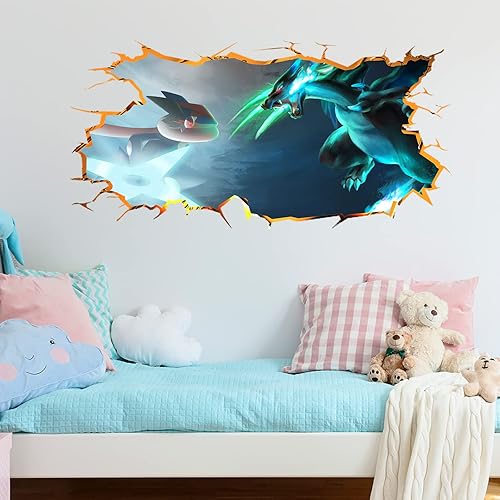 Calcomanías de pared grandes de anime 3D impermeables frescas decoración extraíble para niños sala de juegos dormitorio sala de estar guardería
