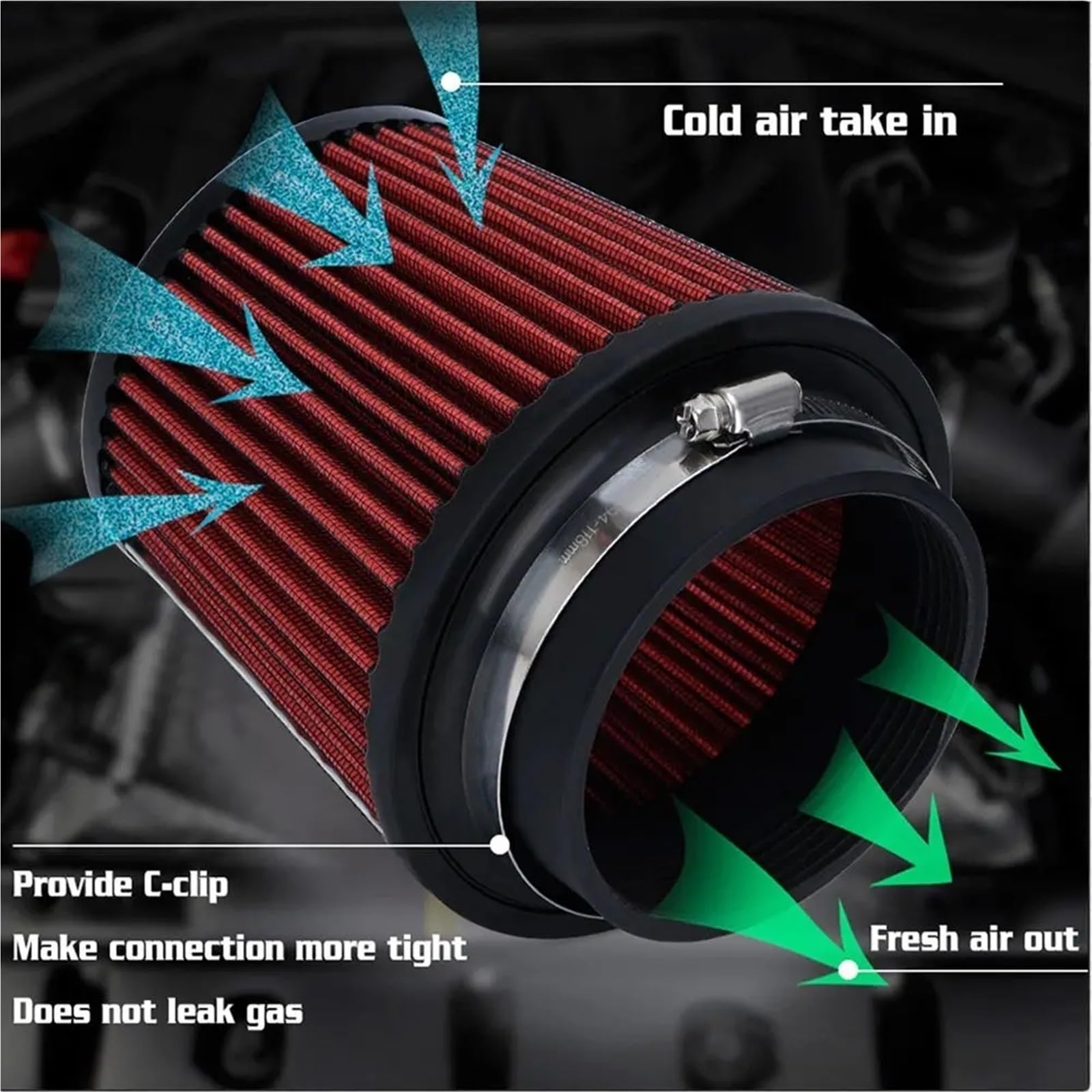 Wlot zimnego powietrza Zestaw rur dolotowych zimnego powietrza 3" i filtr 76 mm, aluminiowy wąż dolotowy do turbosprężarki samochodowej(Air intake Pipe2)