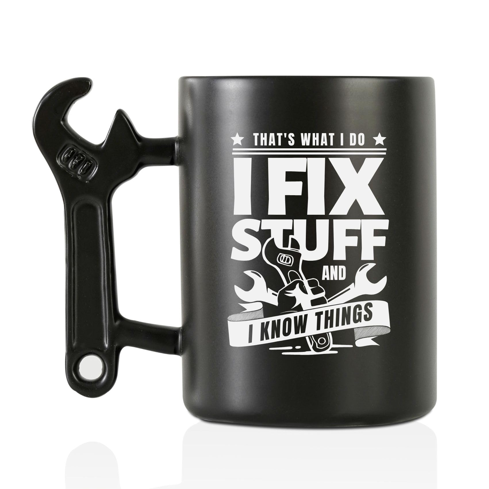 Onebttl Unique Gifts for Men Car Guy Gifts Coffee Mug with Wrench Spanner Handle for Mechanic Dad Husband