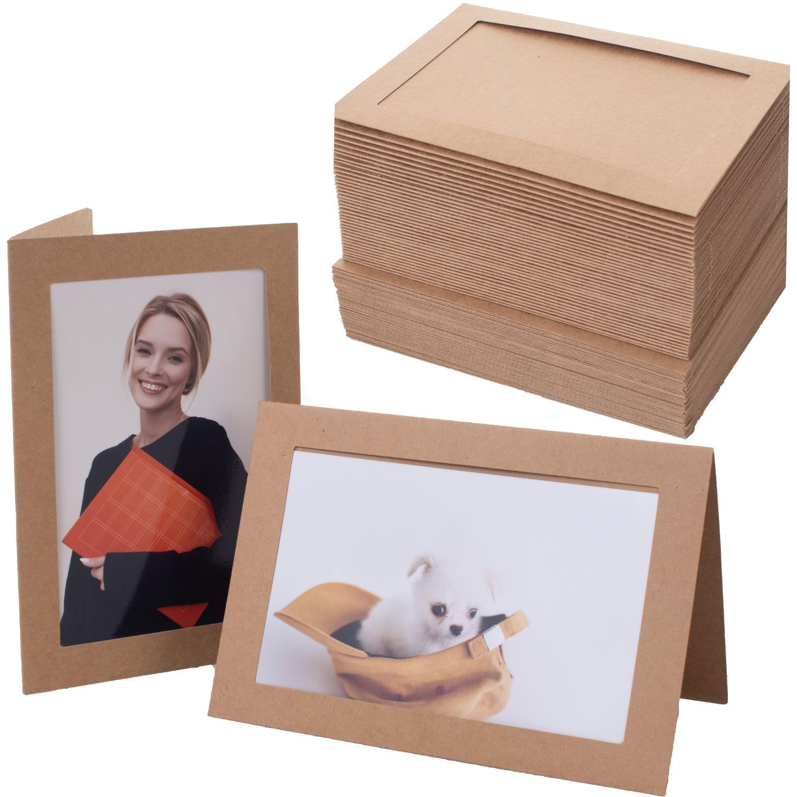 Photo Frame Cards 4x6 with Envelopes,Blank Photo Card Holder and Envelopes Set,Paper Picture Frame Notecards for 4x6 Photo Inserts (Kraft, 50 Pack)-image-27
