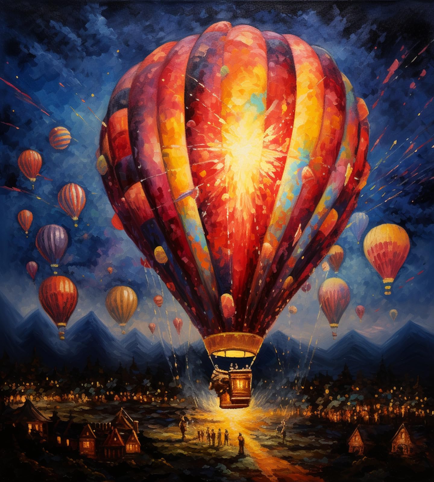 PIPISKY Paint by Numbers Pack,Hot Air Balloon Night,The Magic of Digital Painting,Create Unique Artwork,40x50cm,No Frame
