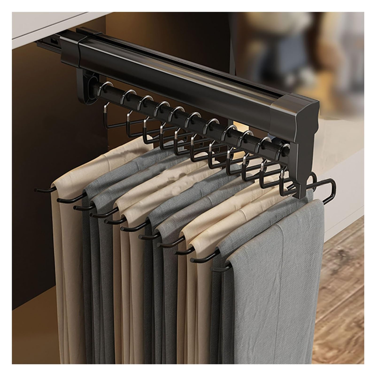 WMYYZYQ Pull Out Trousers Rack,Slide Out Closet Rods for Hanging Clothes,Extendable Closet Clothes Hanger Rail,for Closet Wardrobe,56cm,56cm