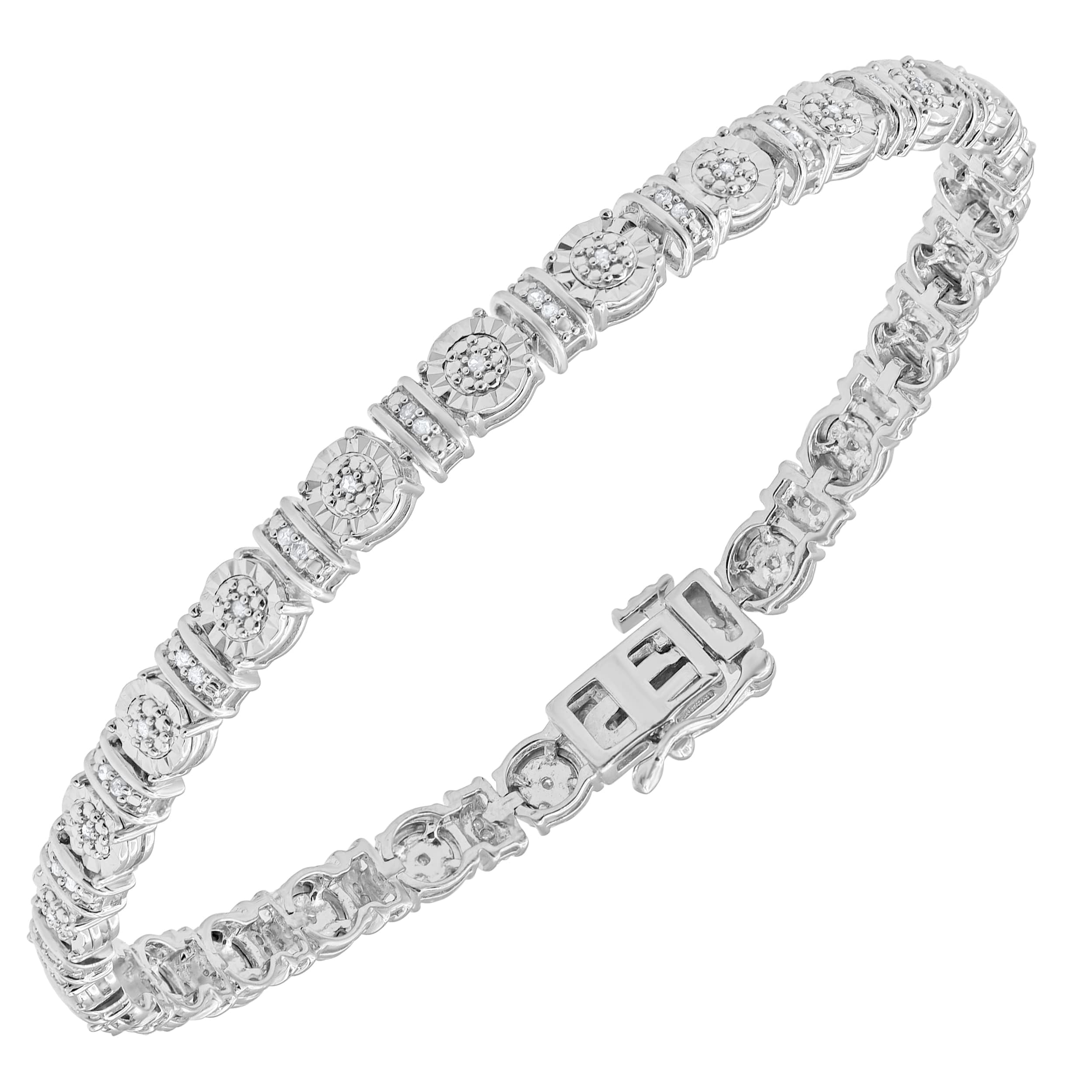 Beyond BrillianceIllusion Set 1/4 Carat Round Cut Natural Diamond Tennis Bracelets for Women in Sterling Silver Jewelry | Timeless Design | Gift for Her | Gift Box Included