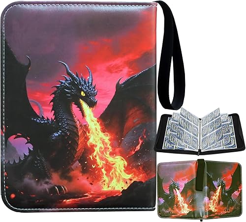 Miniatura 7 de Carpeta de tarjetas coleccionables de dragón azul de lujo, carpeta con cremallera de 9 bolsillos con 900 bolsillos, álbum de tarjetas para tarjetas
