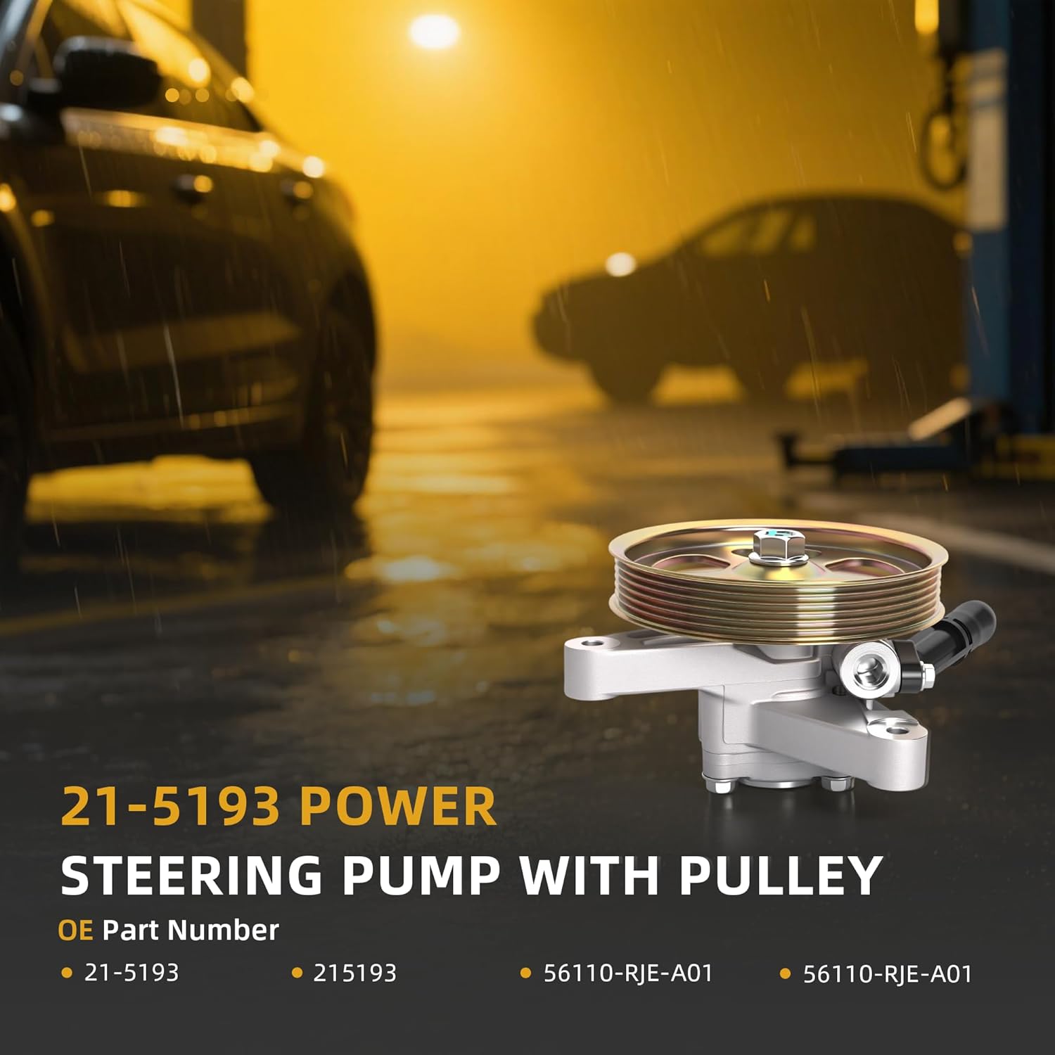 21-5193 Power Steering Pump with Pulley, for Honda Ridgeline RT/RTL/RTS/RTX/LX/DX/EX-L V6 3.5L 06-11,OE# 215193 56110-RJE-A01 56110-RJE-A01