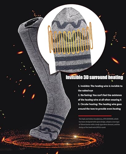 Miniatura 4 de Heated Socks for Men Women, 5000mAh Rechargeable Battery Heated Socks, Electric Socks Foot Warmer for Hunting Camping Fishing Riding Skiing Outdoor