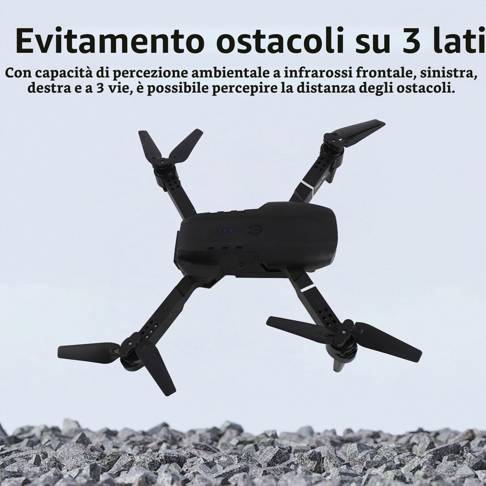 Drone Quadricottero WiFi con Doppia Fotocamera HD 4K su 3 Lati per Evitare Ostacoli con Zoom 50X per Fotografia Aerea e Telecomando per Voli Divertenti Multipli