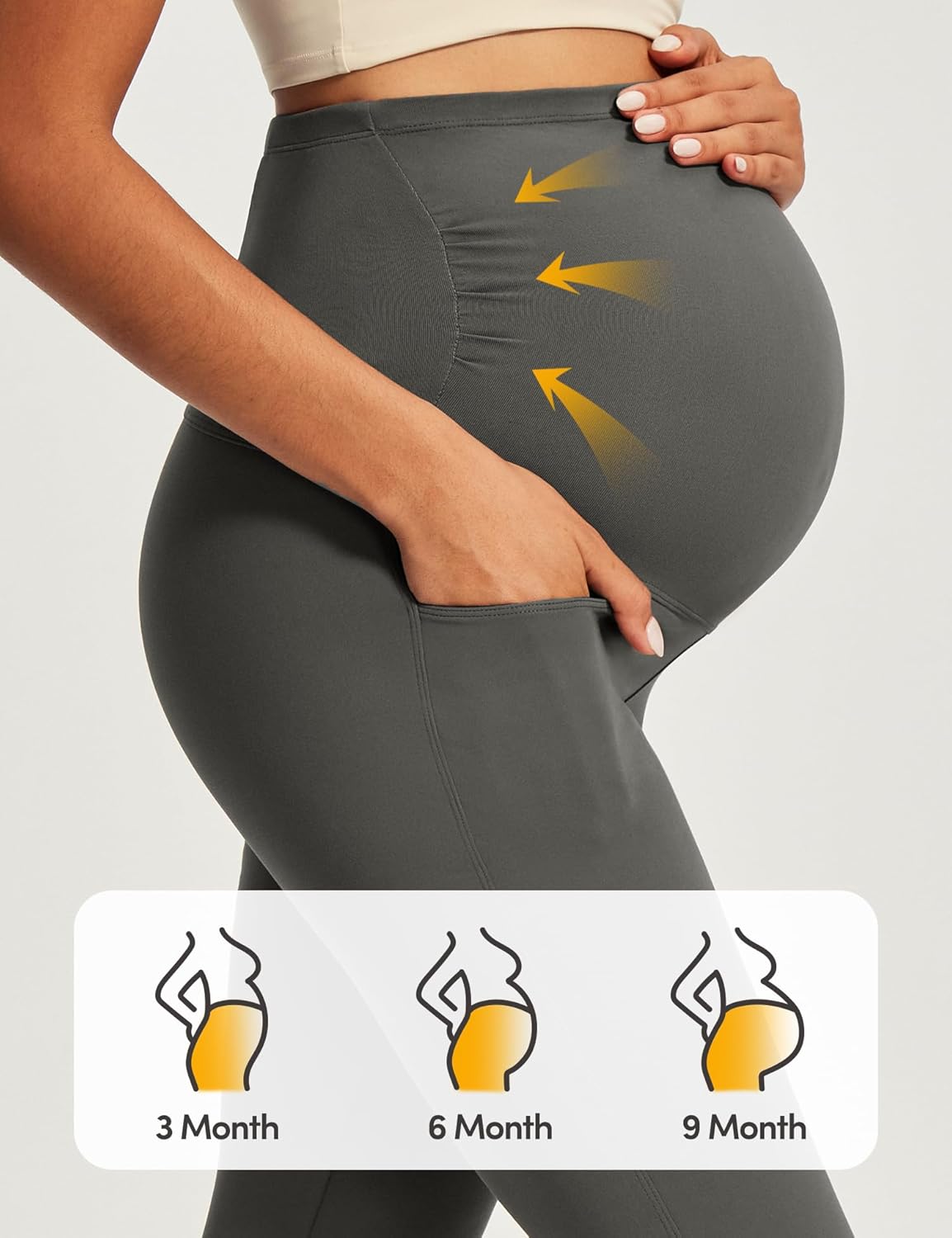 IUGA Maternity Yoga Pants for Work Maternity Flare Leggings for Women with Pockets Soft Pregnancy Over The Belly - Image 5