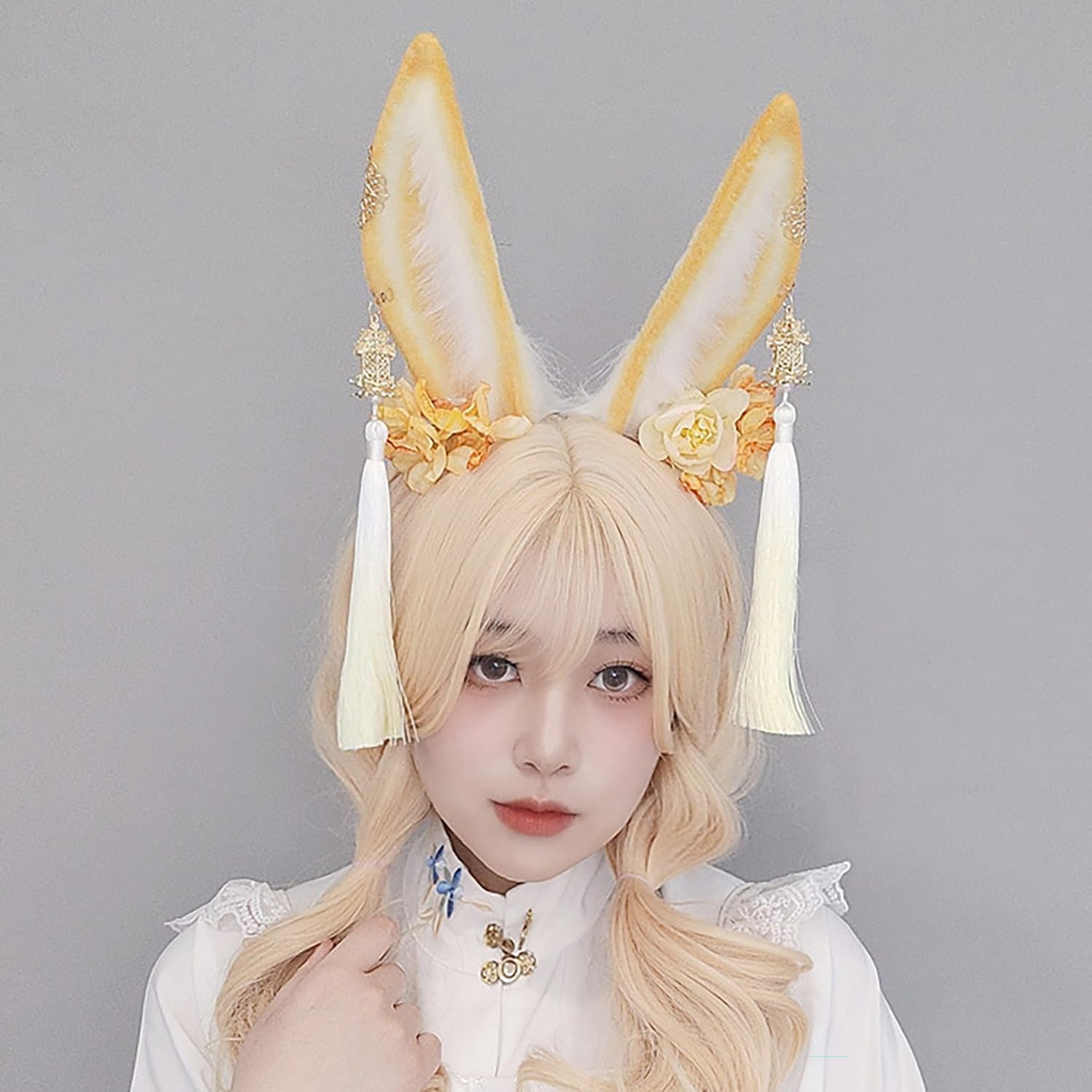 Faylay Women Cosplay Bunny Ears Rabbit Headband Animal Ears Furry Bunny Ears Party Accessories: Yhdw-yellow