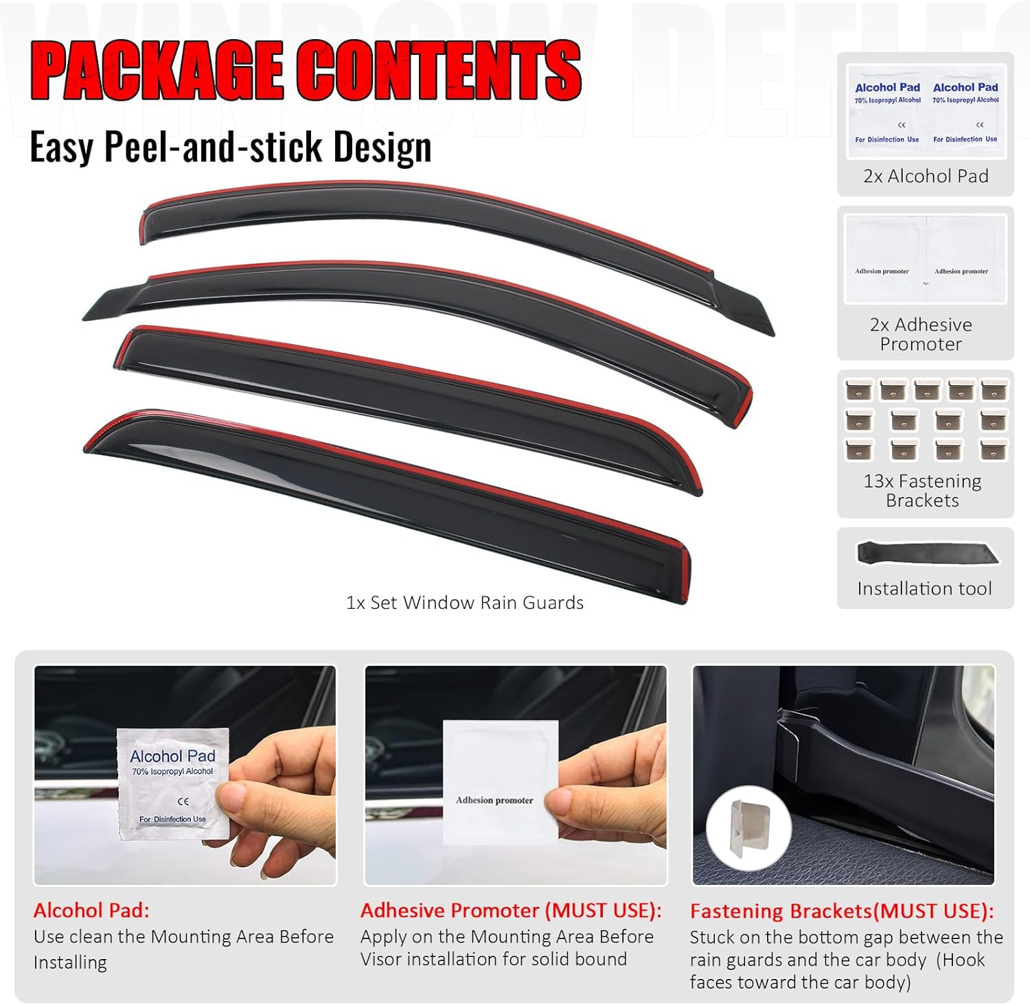 IKON MOTORSPORTS in Channel Window Visors Compatible with 2006-2008 Dodge Ram 1500 Mega Cab, 2006-2009 Ram 2500 3500 Mega Cab, Slim Style Acrylic Smoke Rain Guards, Side Window Wind Deflectors 4PCS