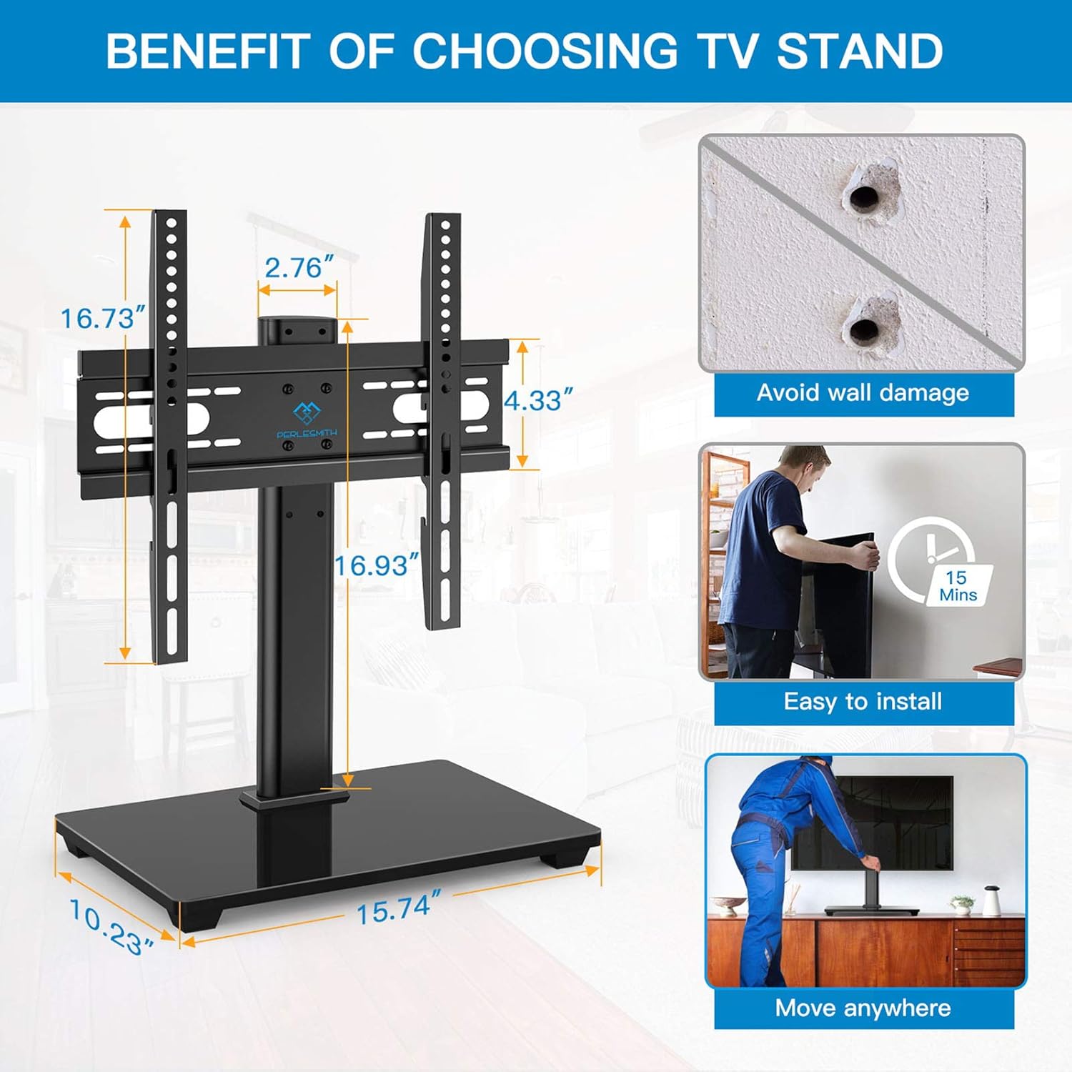 Buy PERLESMITH Universal TV Stand Table Top TV Stand for 3755 inch LCD