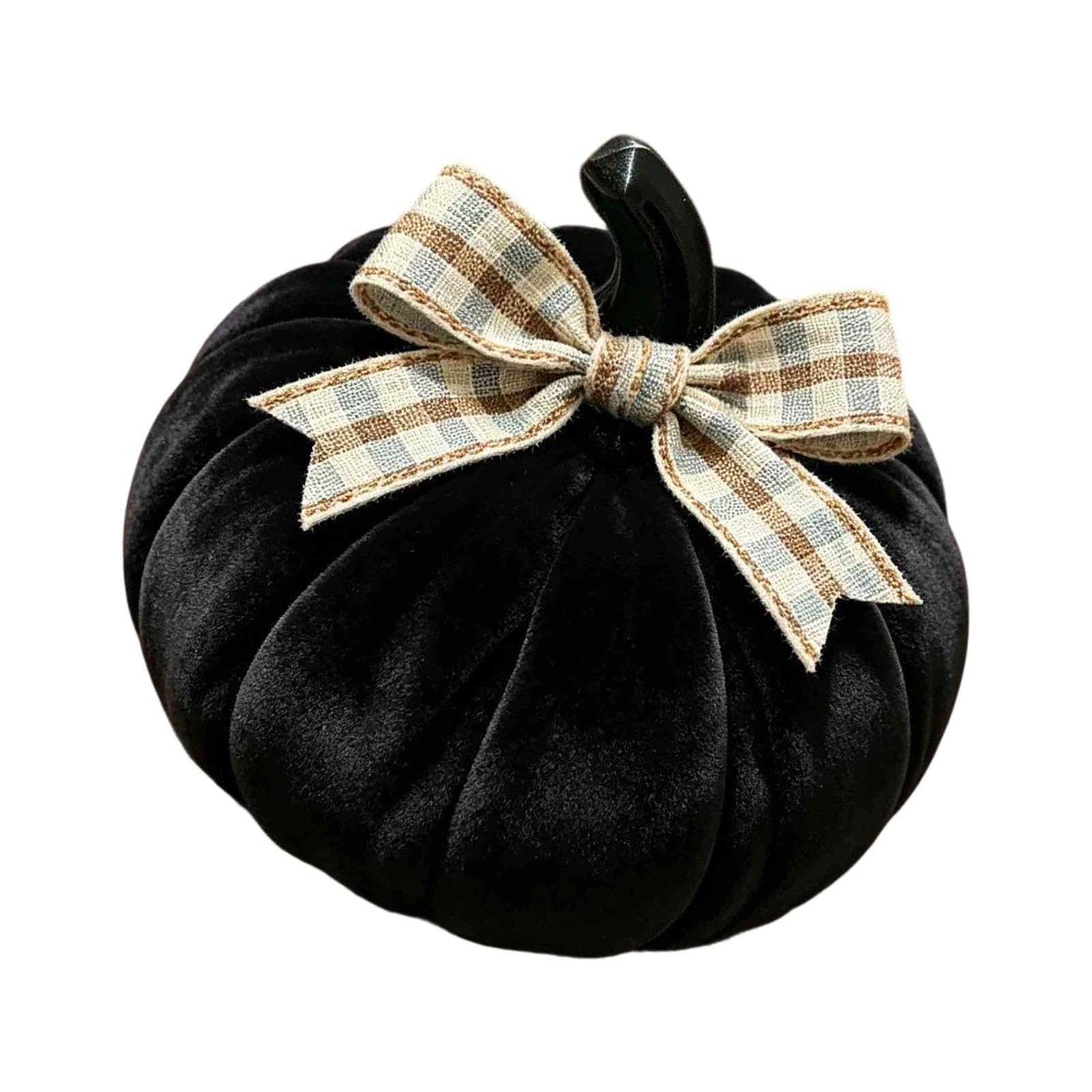 Halloween Velvet Pumpkin Decor Soft Plush Table Accent with Ribbed and Top Detail for Tiered Tray Styling Stuffed Fabric Pumpkin Autumn Centerpiece Faux Gourd Decor Shelf Mantel Tray Accent Harvest