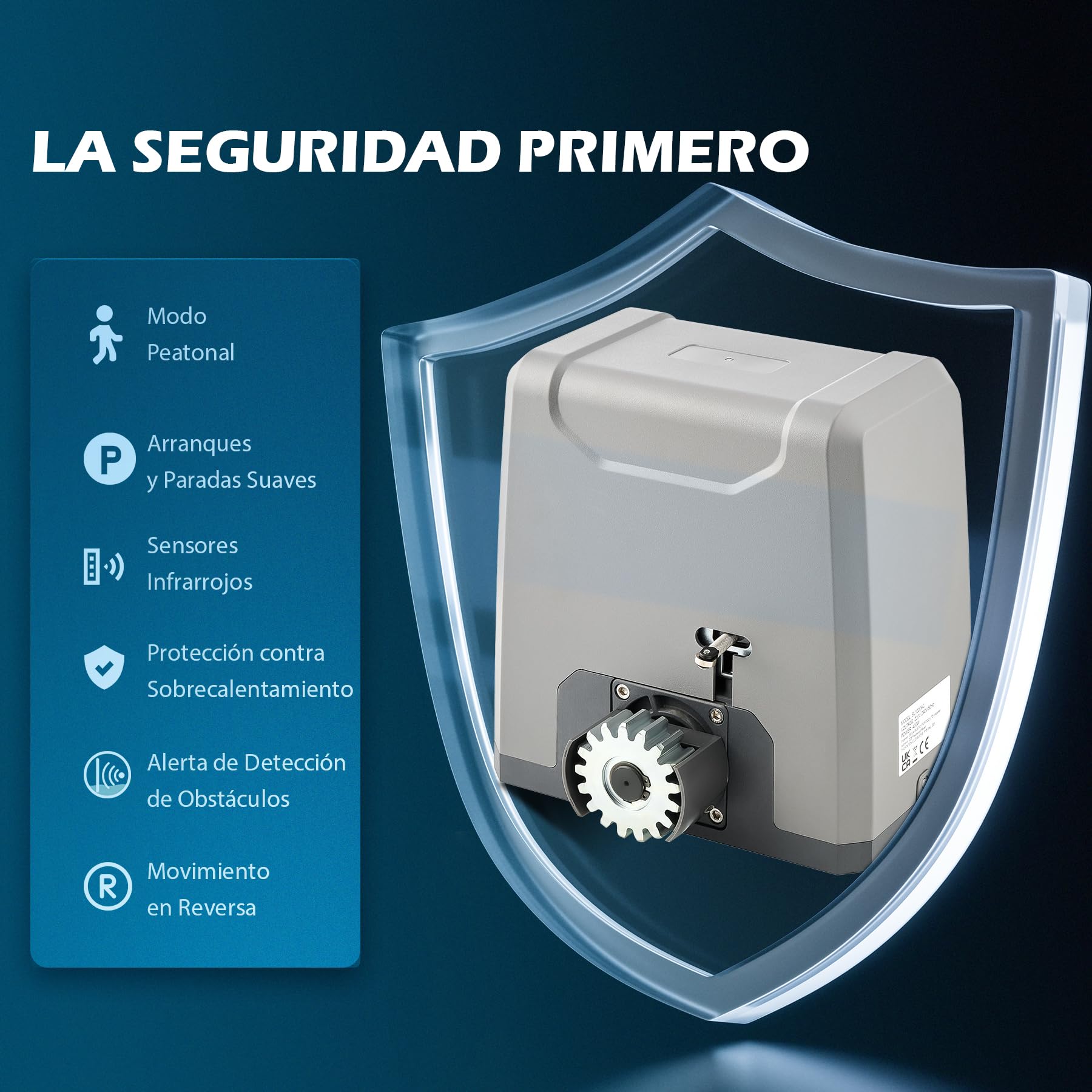 CO-Z 400W Motor Puerta Corredera 1000KG Motor para Puerta Corredera con 12x0.33M Cremallera de Nailon, 2 Control Remoto y Sensores Infrarrojos + 1m Cremallera de Nailon Más