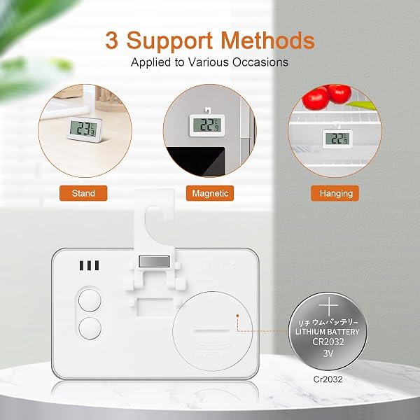 AiQInu 2 Thermomètre Numérique Mini, Thermometre Congélateur, Thermometre Frigo Digital - 3