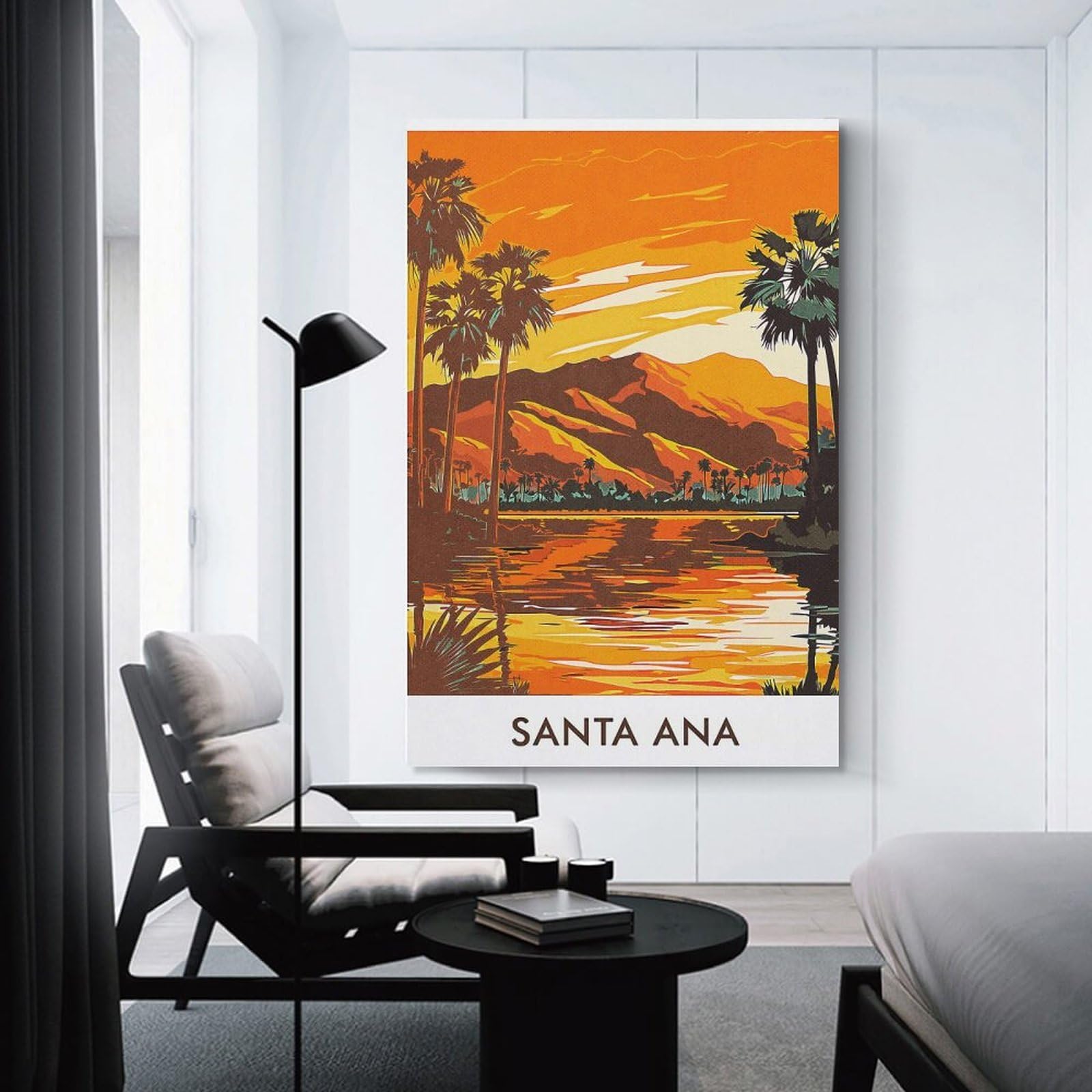 Junmoney Santa Ana Sunset Home Decor Wall Art, 24x36inch(60x90cm), for Lounge, Bedroom Or Personal Spaces, Thoughtful Wall Decor for Art Lovers