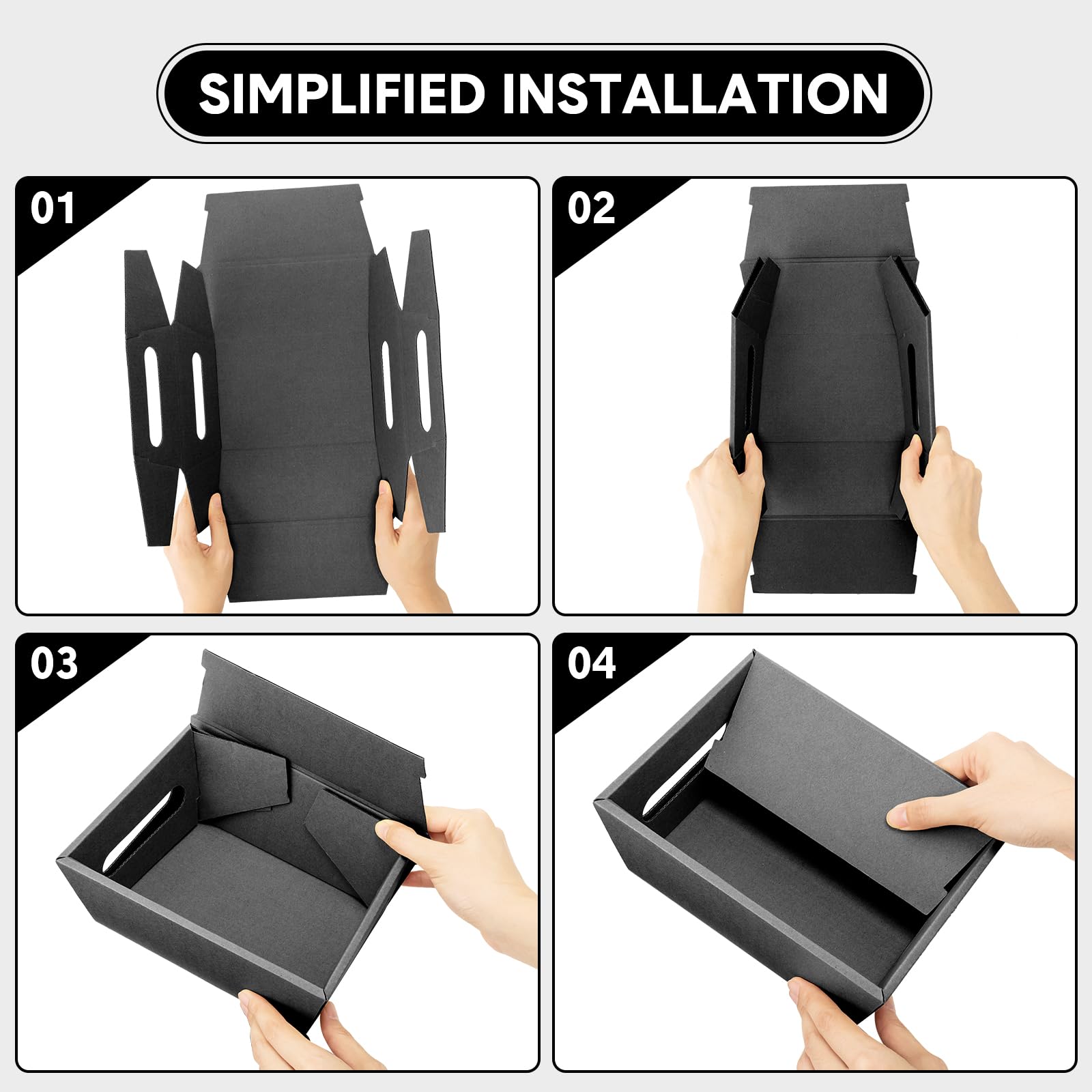 Fainne 20 Pcs Graduation Gift Baskets 10" x 8" Empty Kraft Cardboard Baskets with Handles Bulk Empty Gift Trays Containers for Wedding Graduation Easter Basket Stuffer Decor(Black)