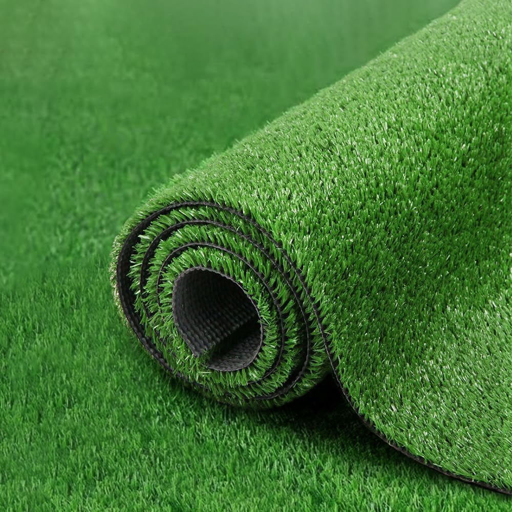MOBI OUTDOOR 2M x 5M Artificial Grass Turf - Fast Drainage 17MM Thickness Olive Cuttable Synthetic Fake Grass Rug, DIY Pads Door Mat Rug for Garden Patio Lawn Backyard Outdoor