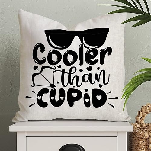 Cooler Than Cupid - Funda de almohada romántica para el día de San Valentín, boda, compromiso, aniversario, funda de cojín cuadrada para decoración
