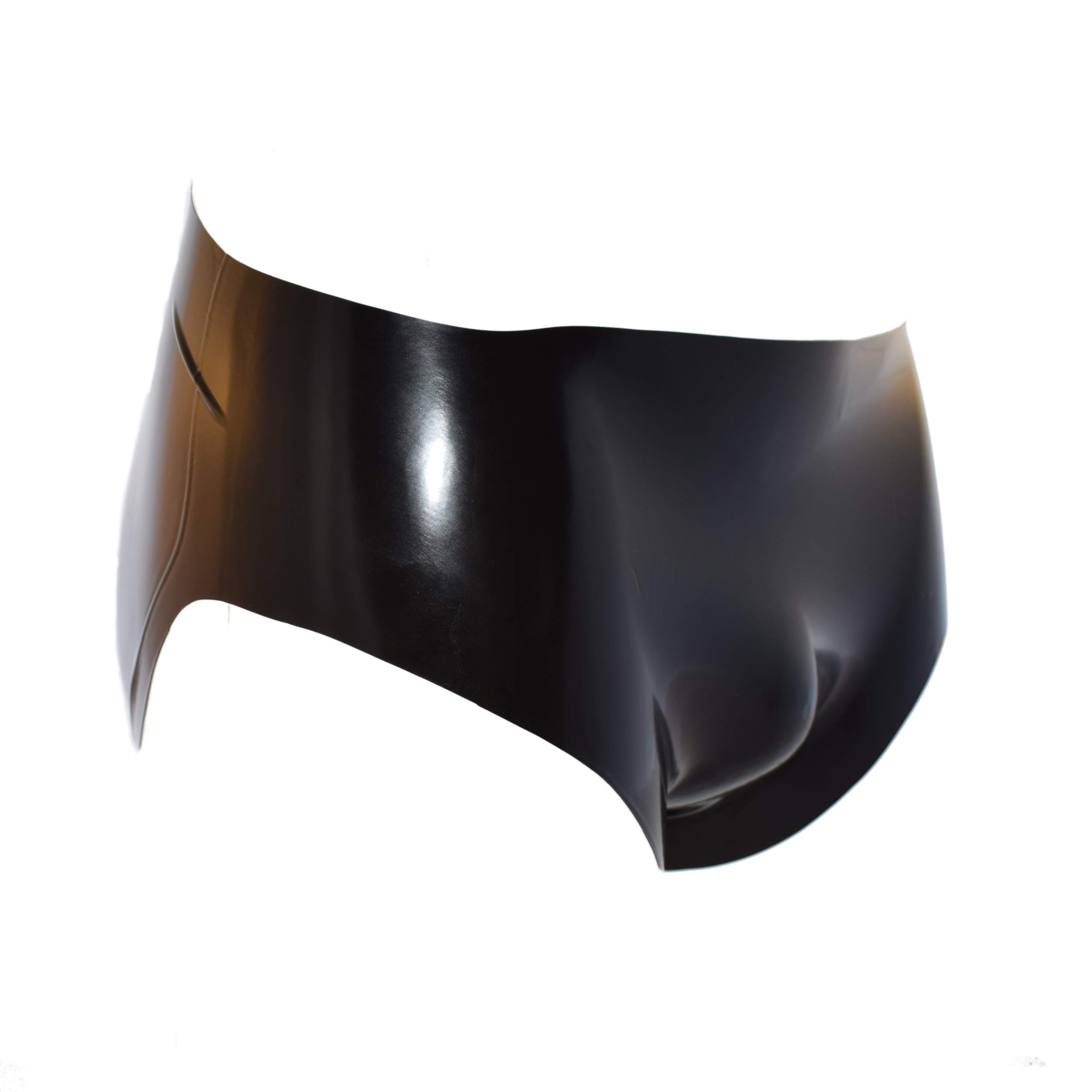 Slip en latex - Pantalons courts et sexy avec plug anal gonflable - Dessous en caoutchouc pour hommes noir 0.4mm S