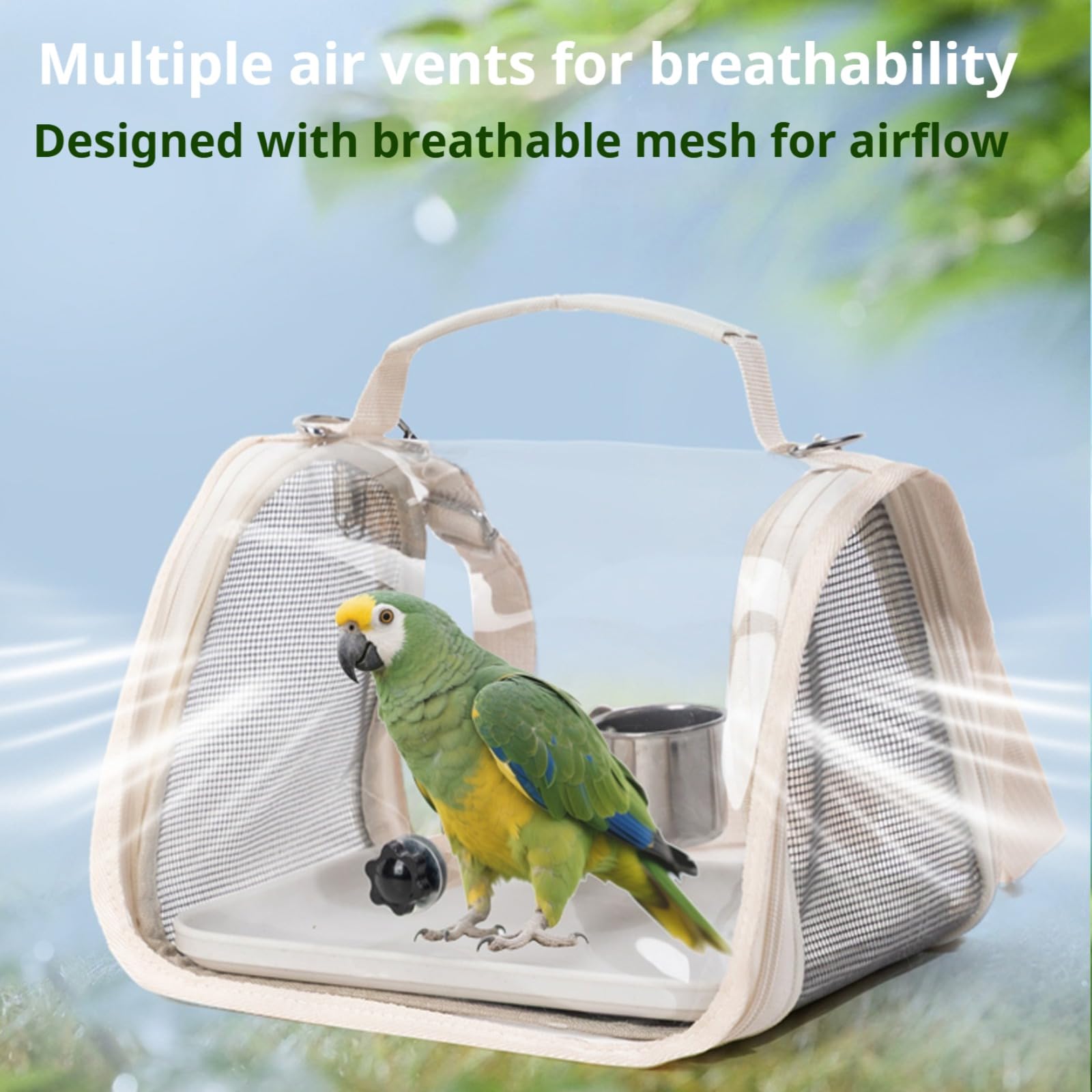 Cage de Transport aviaire,Sac de Transport pour Oiseau avec perchoir | Cage légère pour Perruche - Perroquet, Calopsitte, Cacatoès, Perruche, Conure, Voyage Extérieur, Camping, Road Trip