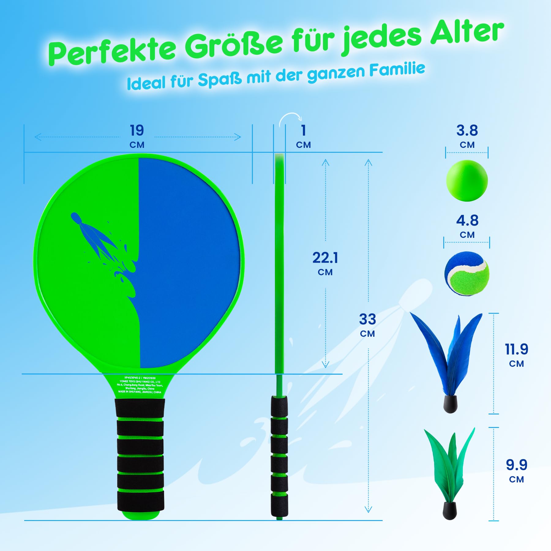 U&C Planet Beachball Set Strandtennis Set Paddle Ball Spiel Klettballspiel Strandschlägerset für Kinder&Familie Ballspiele für draußen Spielzeug für Garten Strand Party