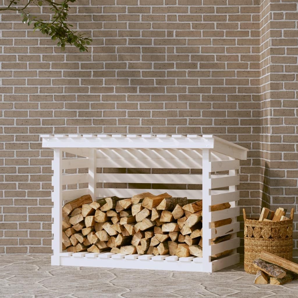 Generico Portalegna Bianco 108x73x79 cm in Legno Massello di Pino,Casa e Giardino,Accessori caminetti e stufe a Legna,Accessori per Porta legna-822228