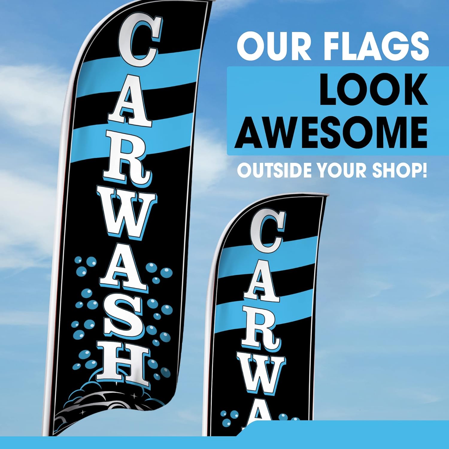 OnPoint Wares Car Wash Flag With Pole | Advertisement Flags | Feather Flag | Flag Pole Kit | Flags For Businesses | Flag Kit