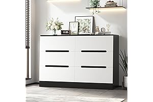 FOTOSOK White Dresser, 6 Drawer Dresser for Bedroom & TV Stand