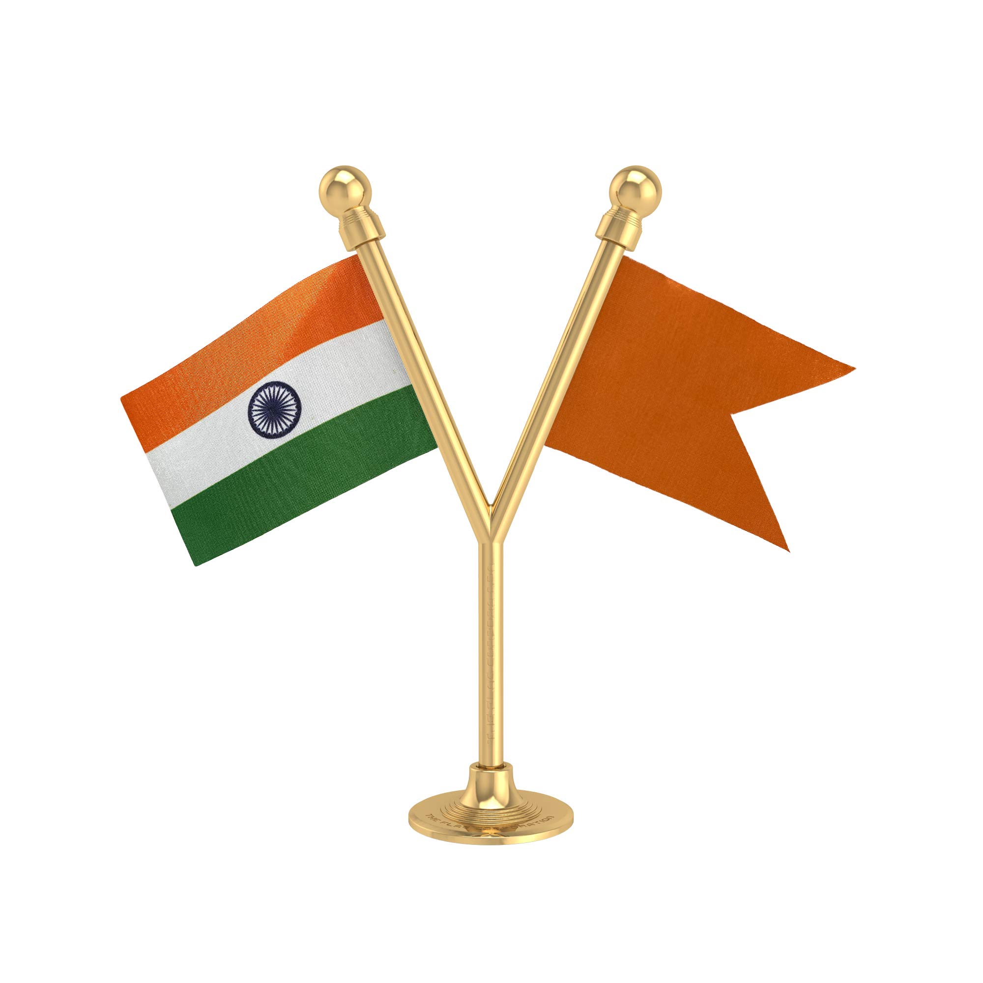 The Flag Corporation India & Shiv Sena Party Car Dashboard 2in x 3in Flag with A Plastic Sublime Gold Base