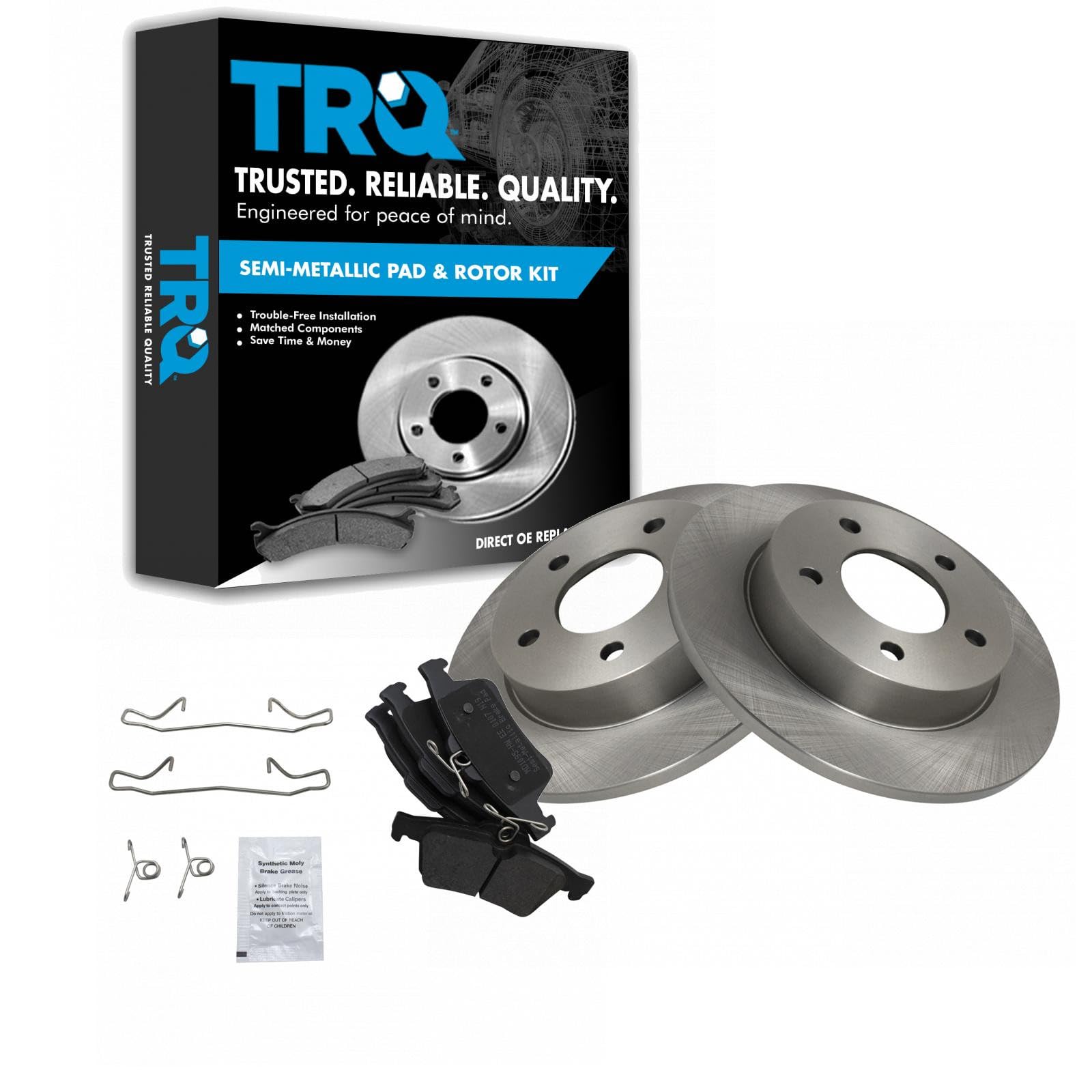 TRQ Rear Semi Metallic Brake Pad and Rotor Set
